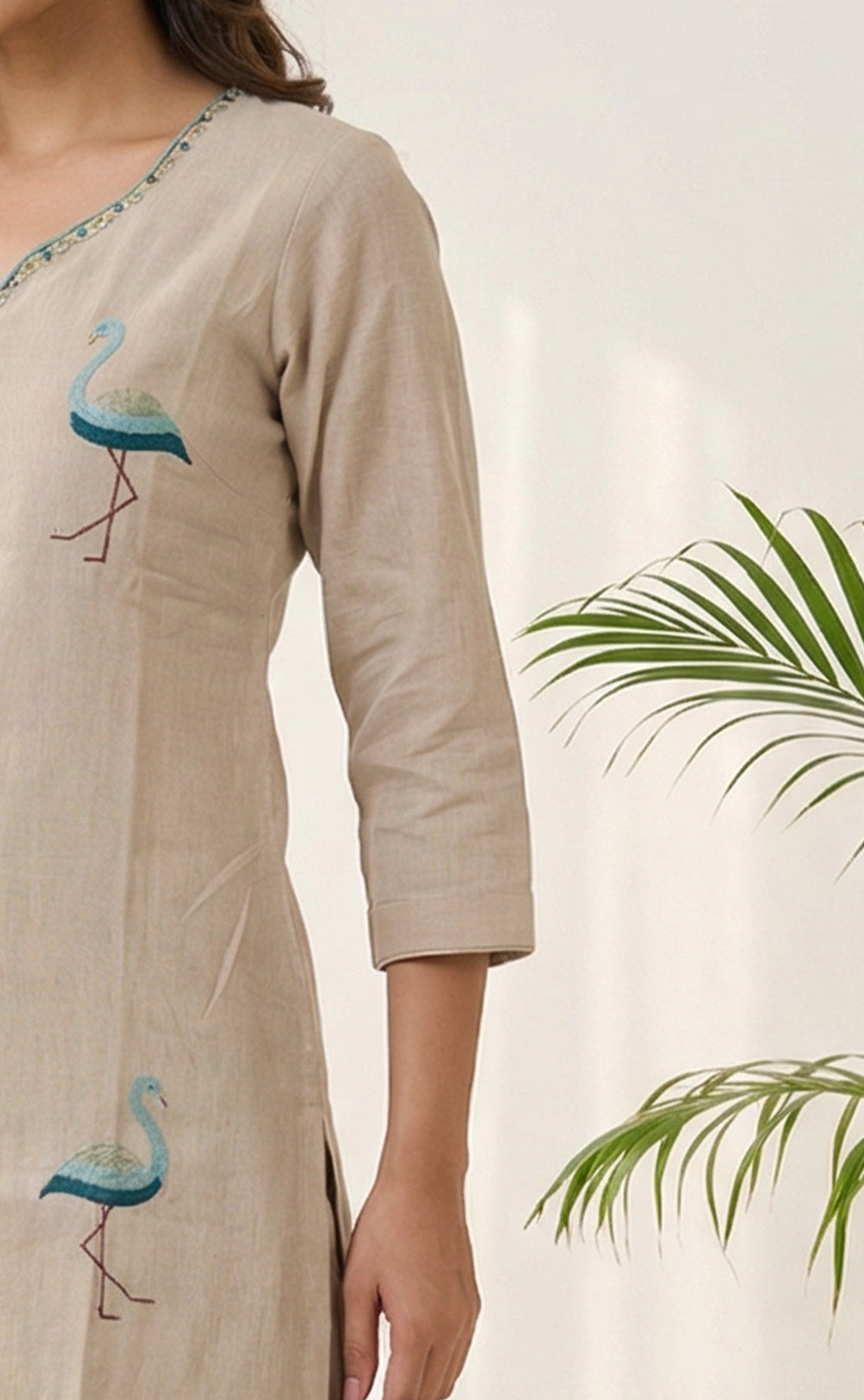 Base Cream Vartican all over thread work Co-ord Set