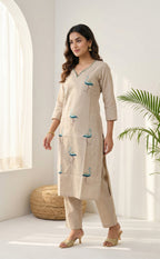 Base Cream Vartican all over thread work Co-ord Set