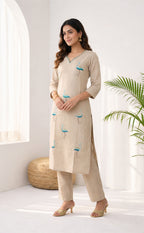 Base Cream Vartican all over thread work Co-ord Set