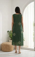 Green Georgette Shibori printed Straight Kurti