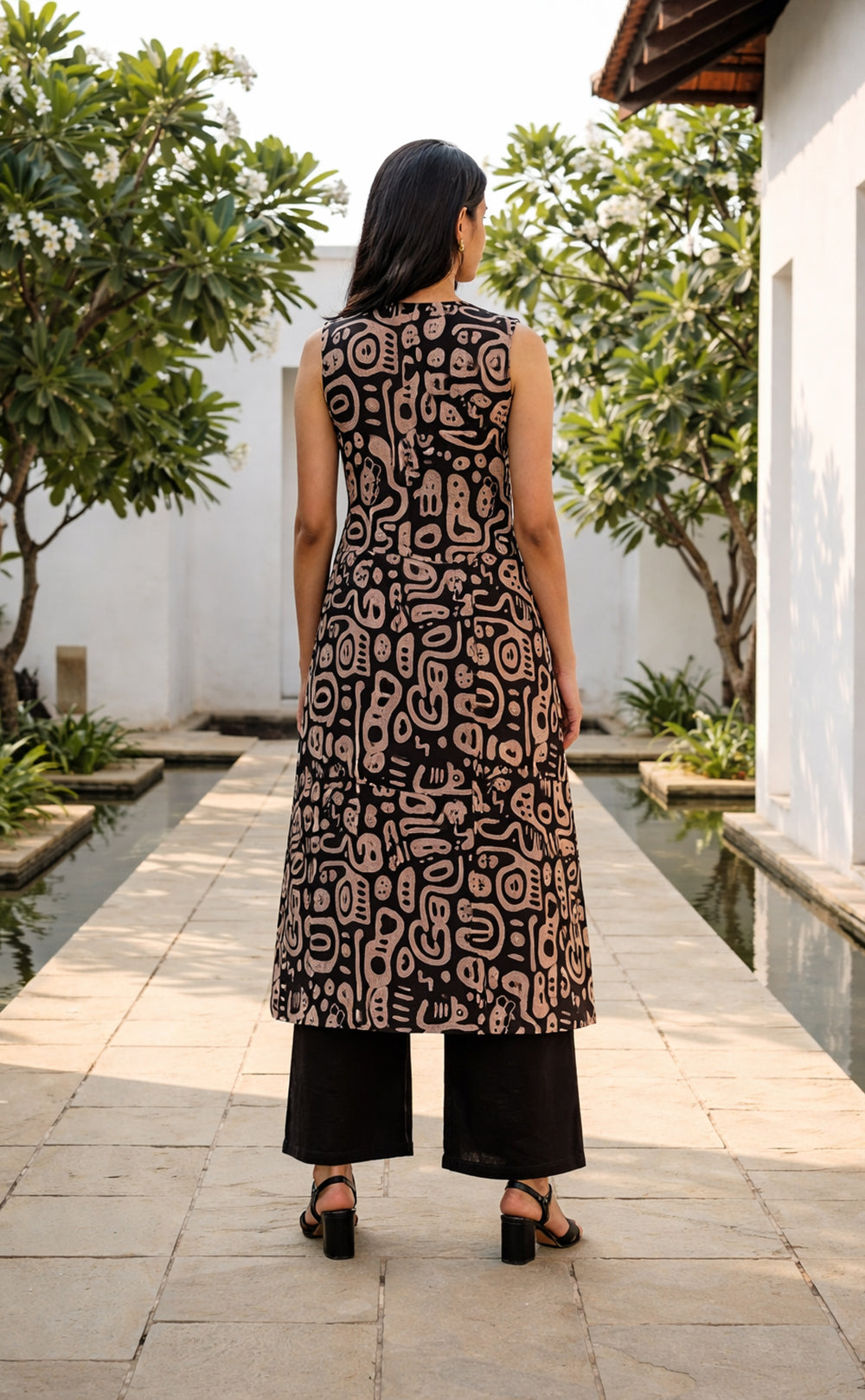 Black Cotton Abstract printed Co-ord Set