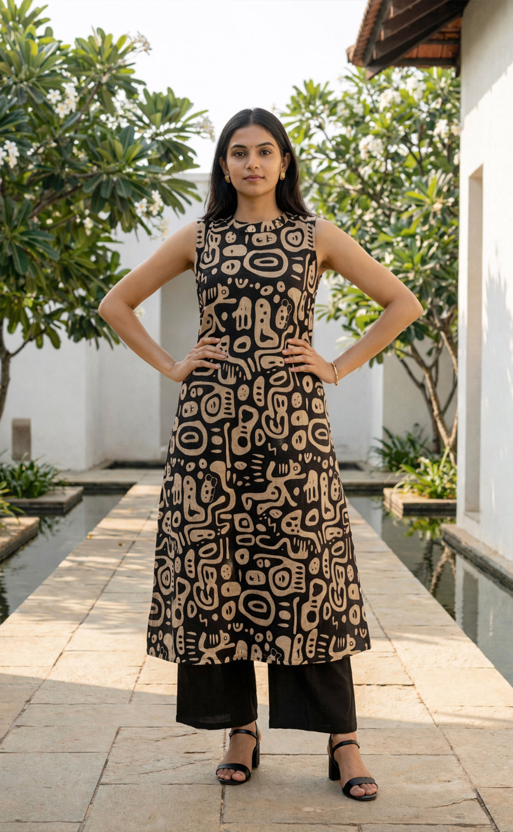 Black Cotton Abstract printed Co-ord Set