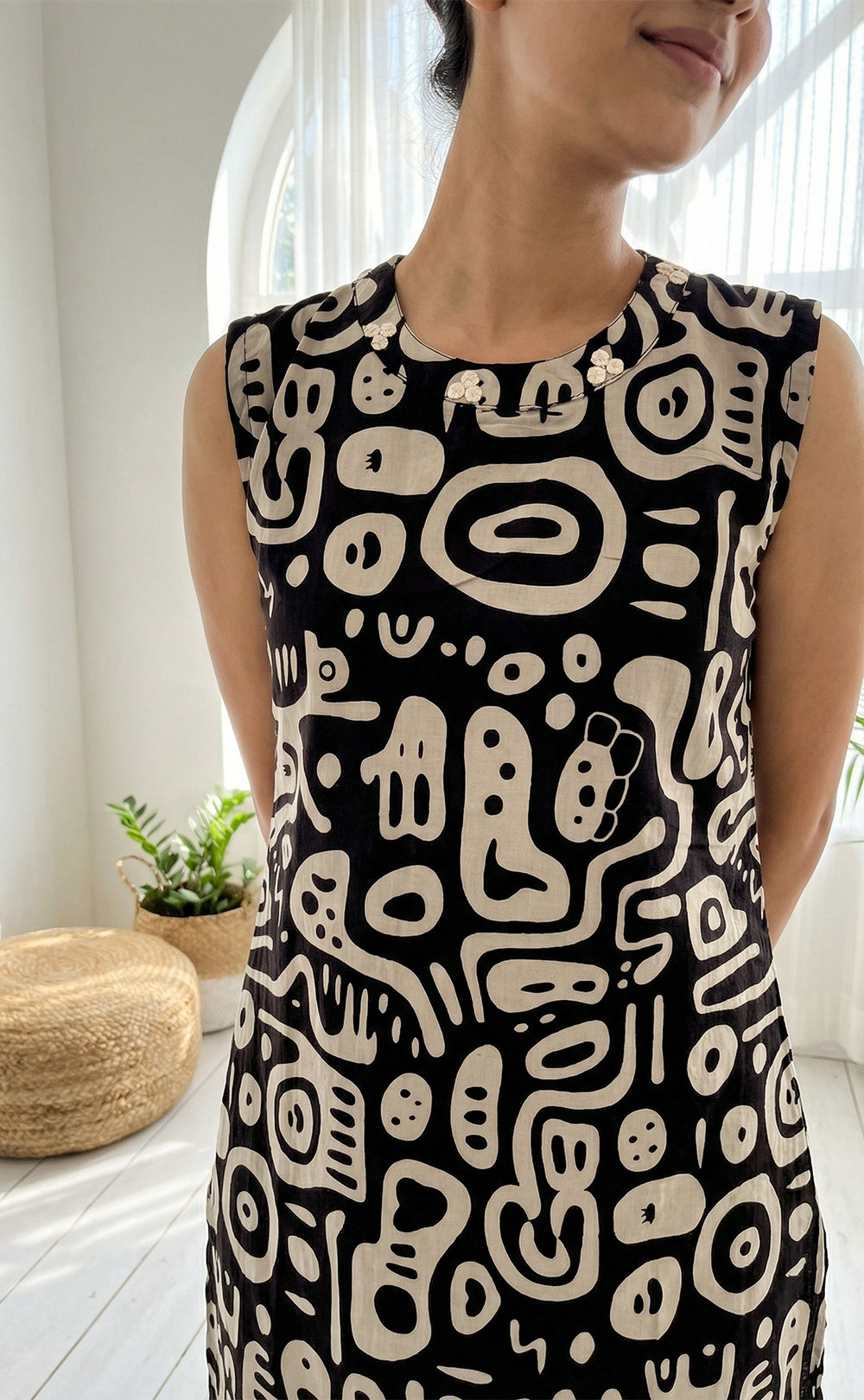 Black Cotton Abstract printed Co-ord Set