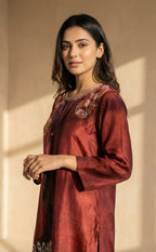 Maroon Silk Muslin Shibori print Indo Western Co-ord Set
