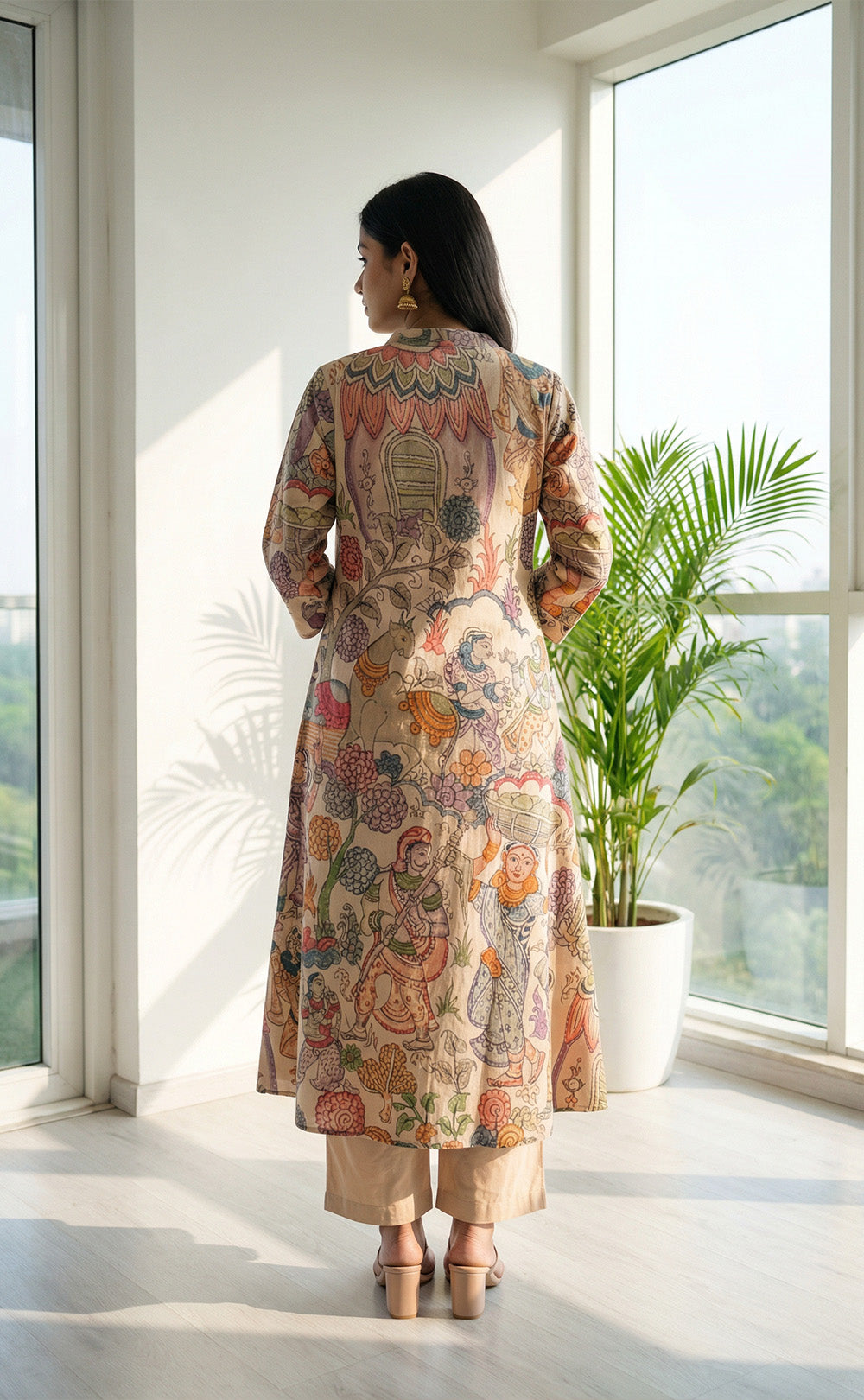 Cream Cotton Kalamkari Printed Co-ord Set