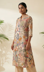Cream Cotton Kalamkari Printed Co-ord Set