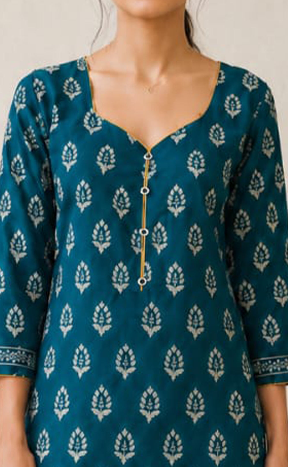 Rama Blue And Yellow Cotton All-Over Printed Patiyala Set