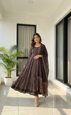 Black Cotton All-over Kalamkari Printed Kurti Set