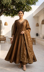 Mustard Yellow Fancy Hand Embroidered Work Kurti Set