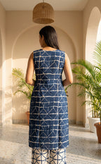 Blue Cotton All-over geometric Print Co-ord Set