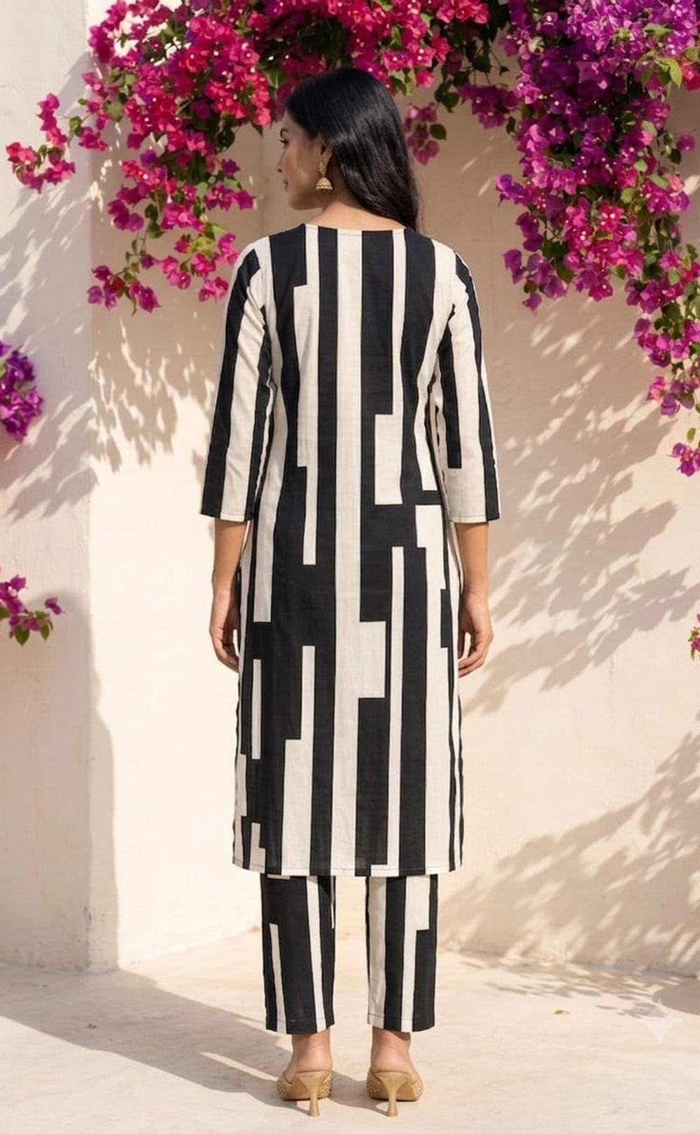 Black And White Cotton Co-ord Set