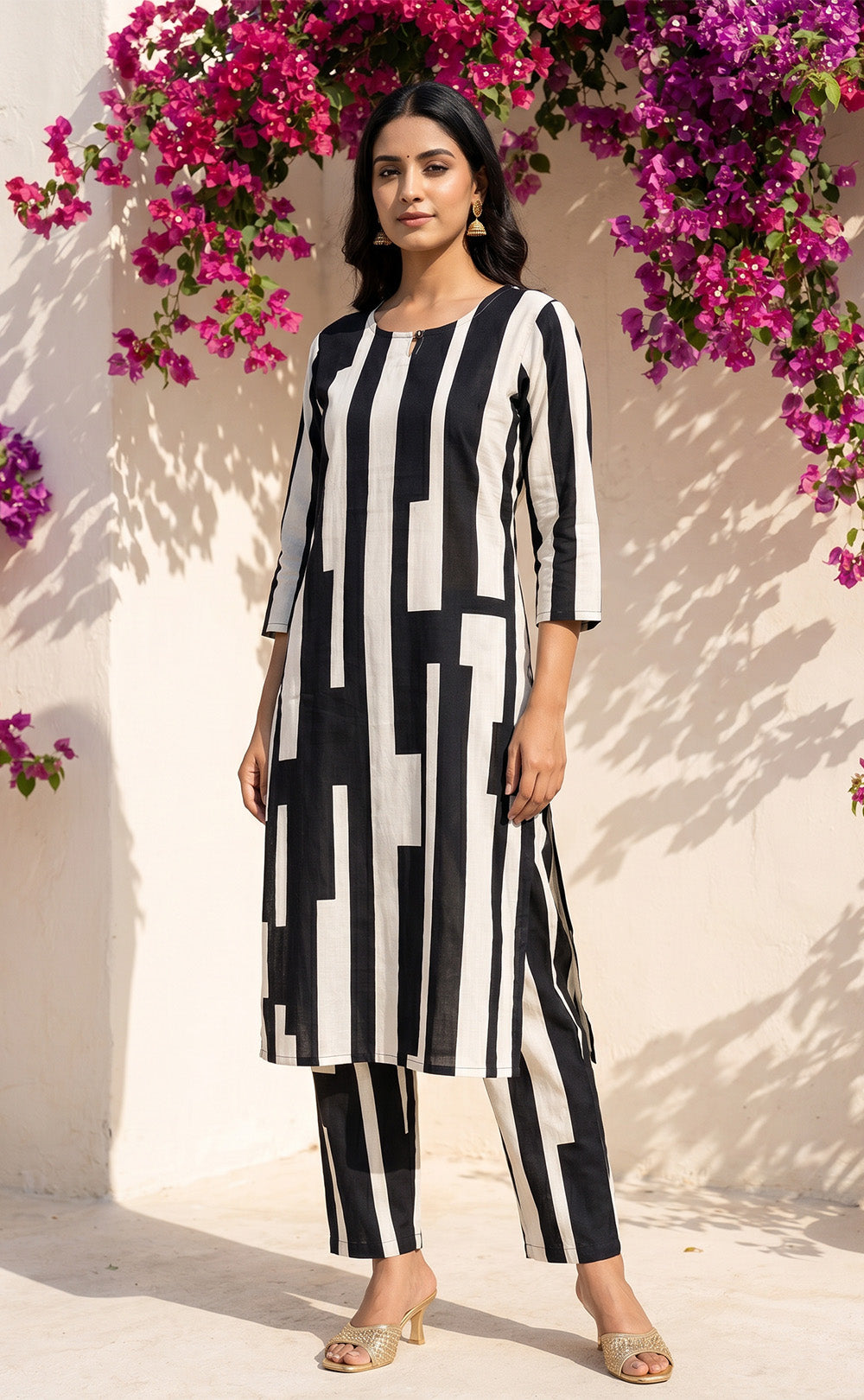 Black And White Cotton Co-ord Set