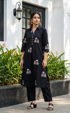 Black Cotton All-Over Printed Co-ord Set