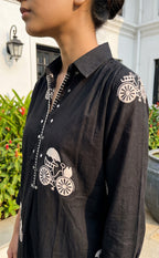 Black Cotton All-Over Printed Co-ord Set