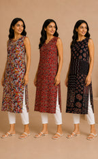 Cotton Straight Kurtis Combo – Pack of 3 with Free Cotton Sling Bag