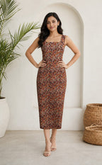 Half White Cotton All-Over Kalamkari Printed Long Straight Kurti 3 piece Combo With Sling Bag