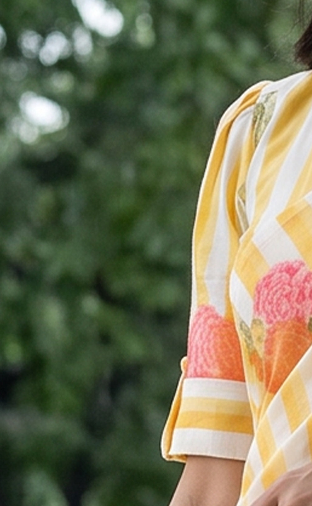 Yellow Cotton Vertical Stripe Floral Printed Co-ord Set