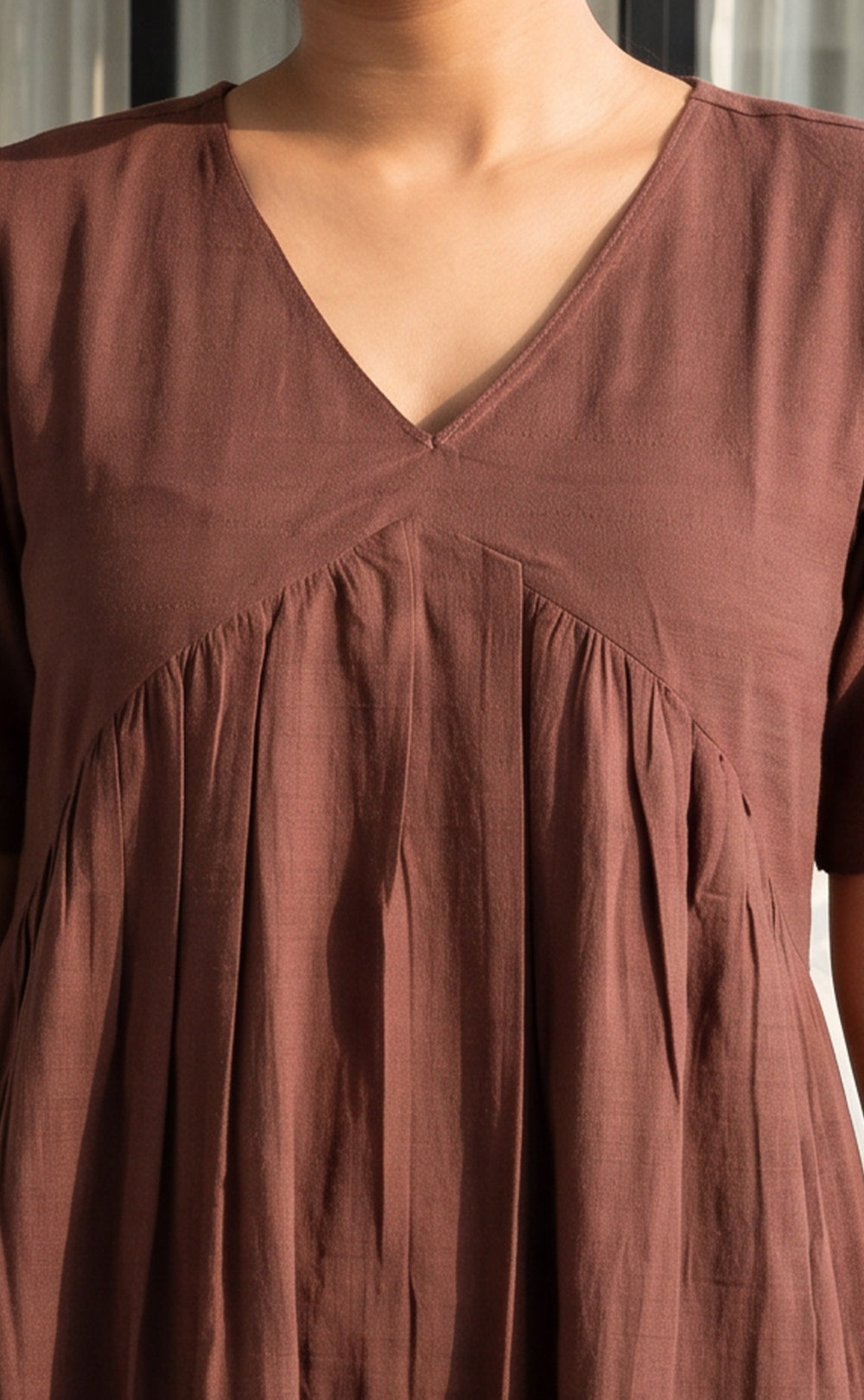 Chocolate Brown Imported Plain Flare Kurti