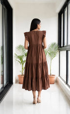 Chocolate Brown Imported Plain Flare Kurti