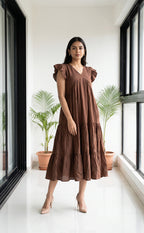 Chocolate Brown Imported Plain Flare Kurti