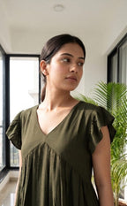 Mehndi Green Imported Plain Flare Kurti