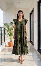 Mehndi Green Imported Plain Flare Kurti