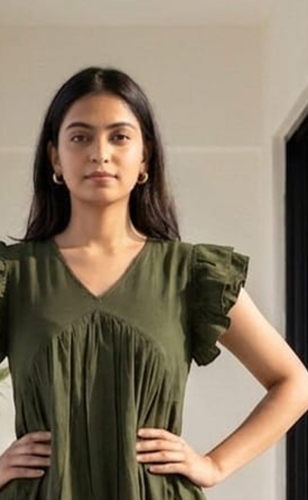 Mehndi Green Imported Plain Flare Kurti