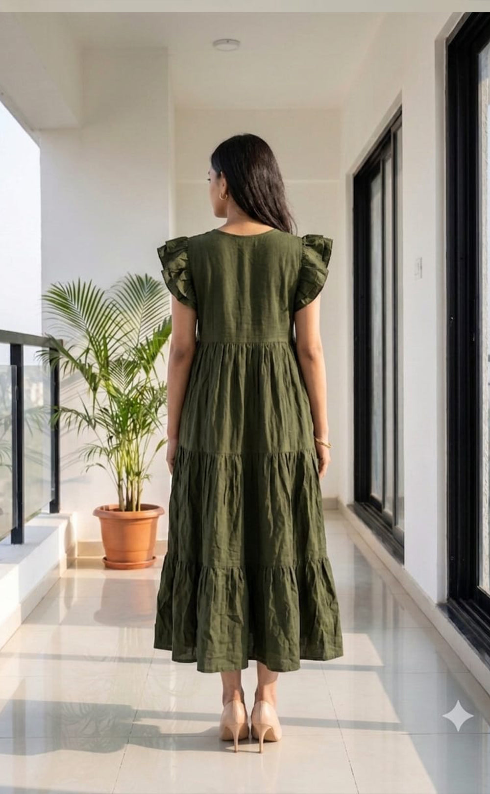 Mehndi Green Imported Plain Flare Kurti
