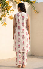 White Cotton All-Over Print Floral Printed Co-ord Set