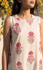 White Cotton All-Over Print Floral Printed Co-ord Set