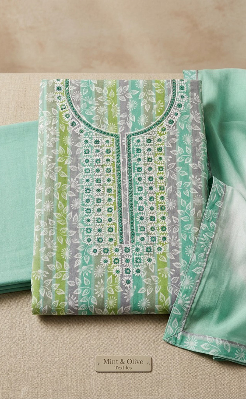 Multi Colour Cotton Leaf Printed Un-Stitched Dess Material