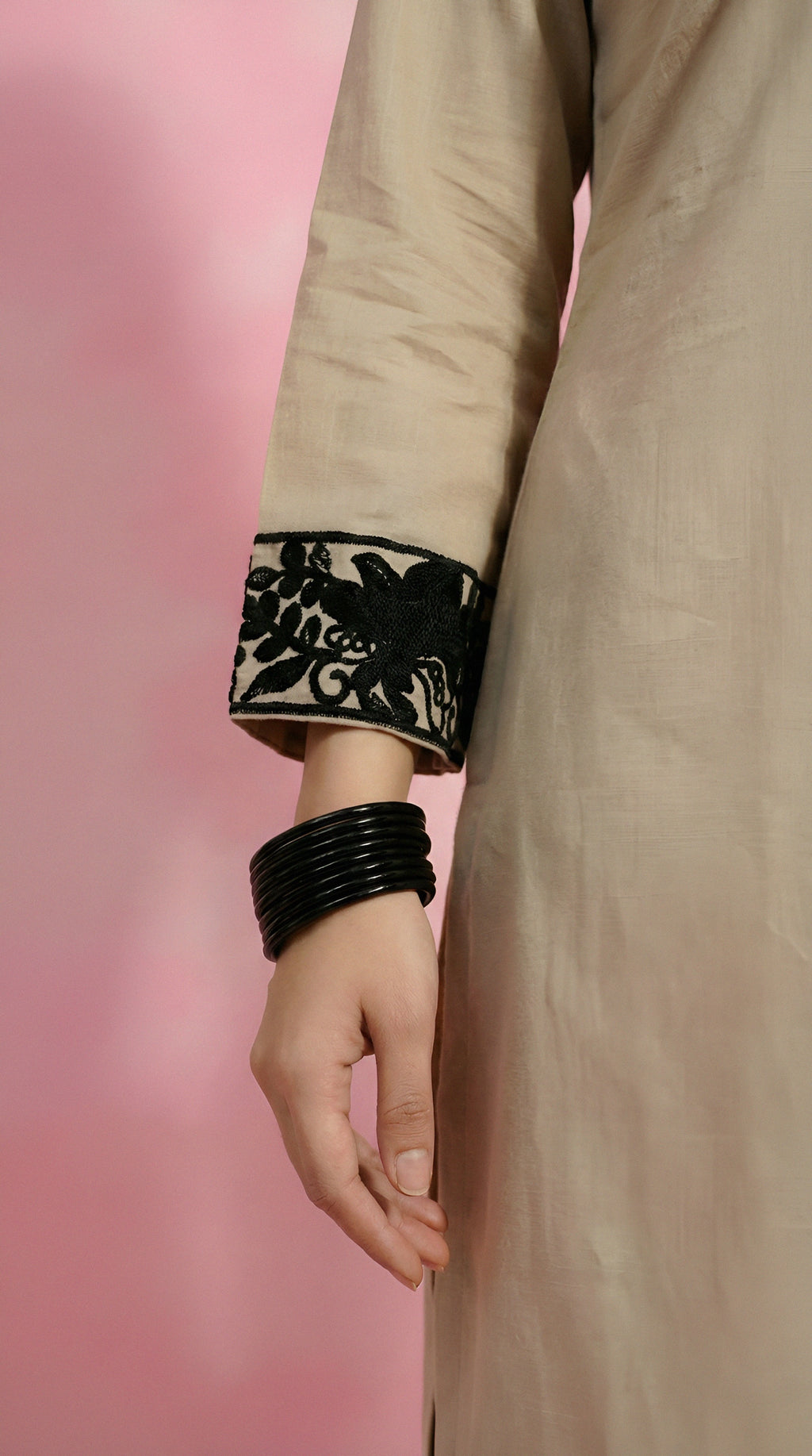 Elegant Black And White Kurti Set