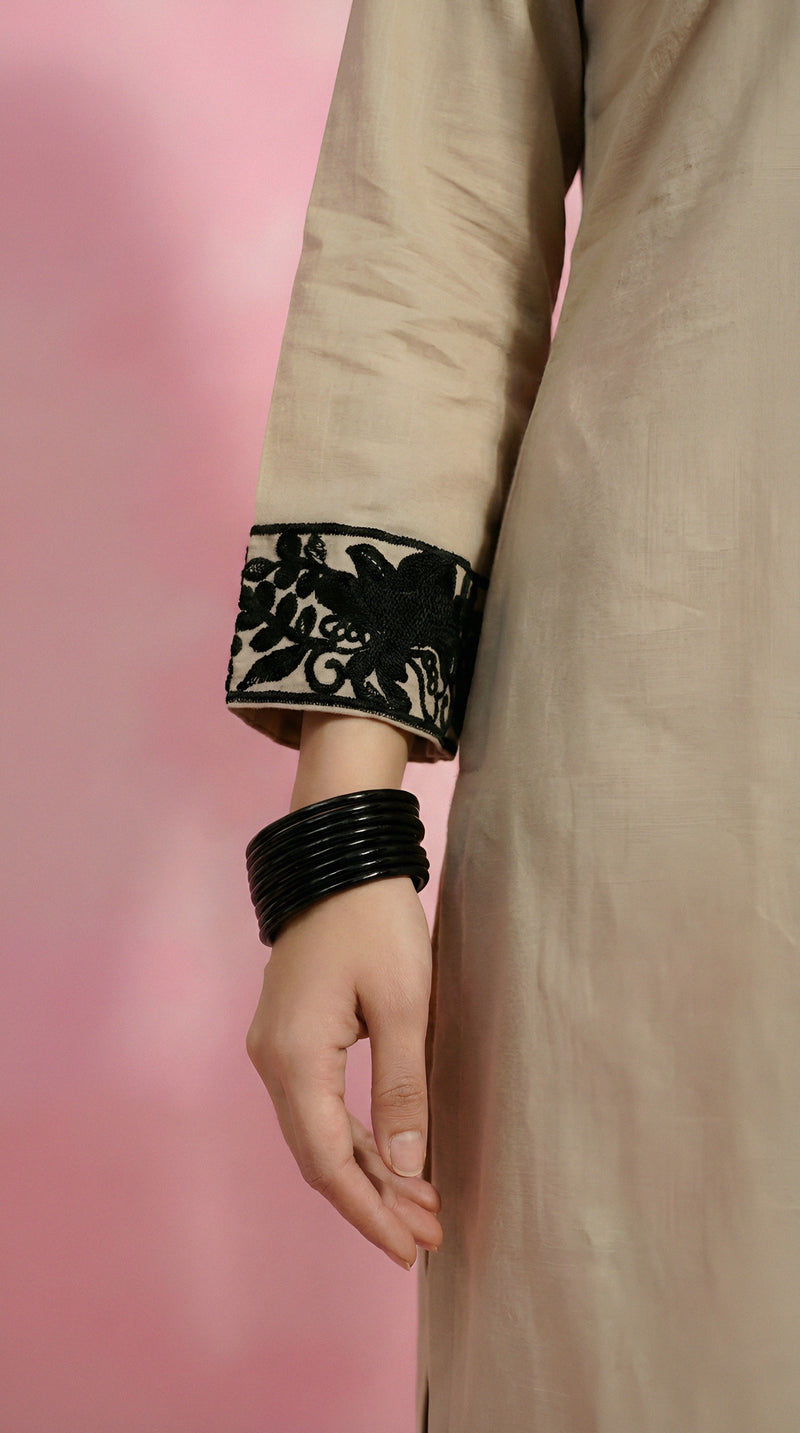 Elegant Black And White Kurti Set