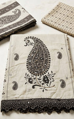 Cream Cotton Mango Printed Un-Stitched Dress Material