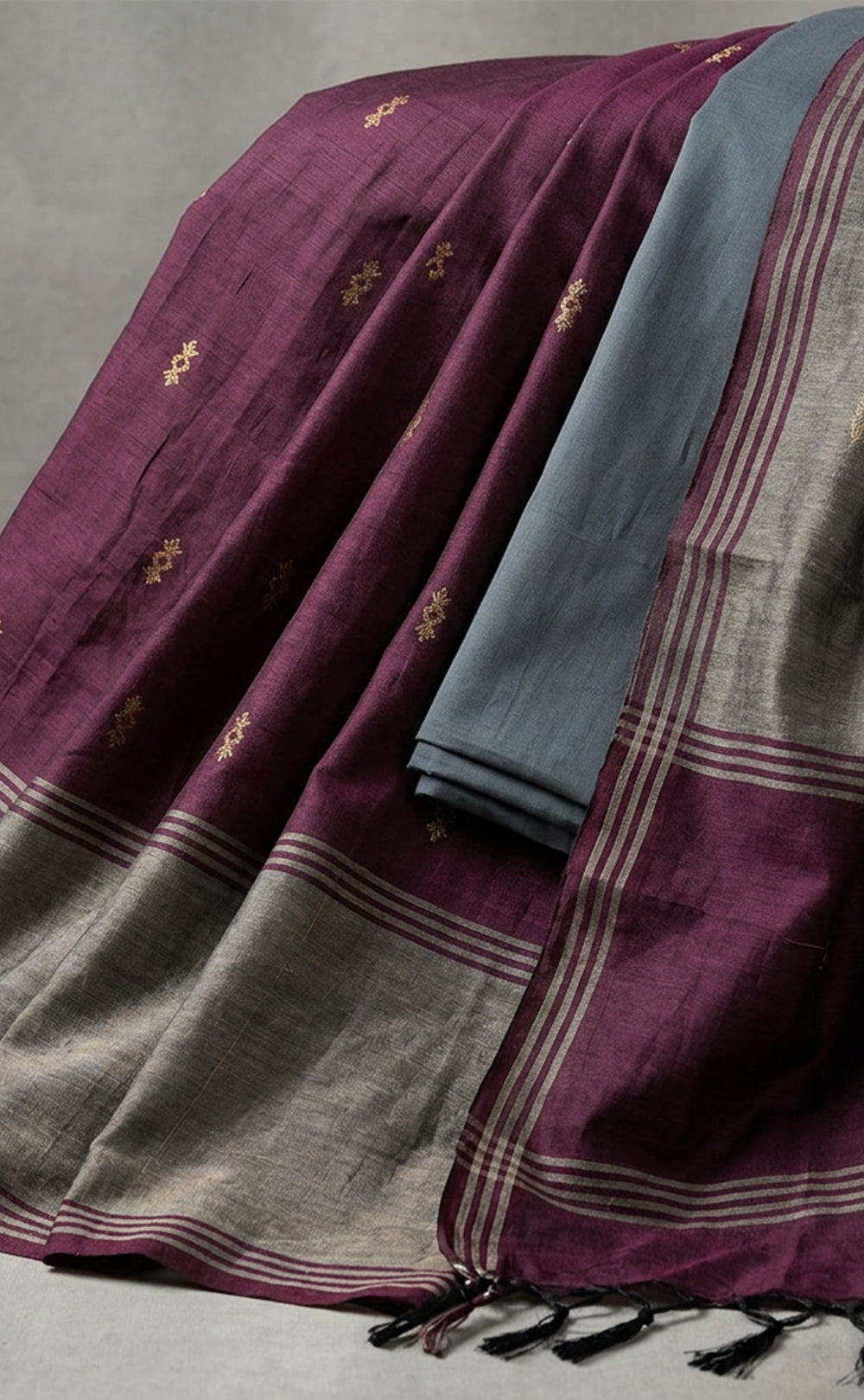 Pinkish Brown Fancy Zari Buti Work Un-Stitched Dress Material