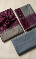 Pinkish Brown Fancy Zari Buti Work Un-Stitched Dress Material