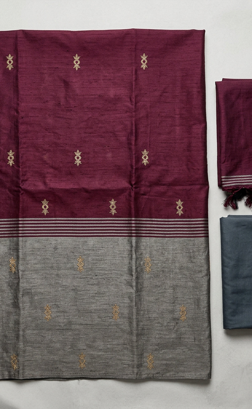 Pinkish Brown Fancy Zari Buti Work Un-Stitched Dress Material
