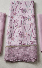 Peach Pink Jaam Cotton Floral Printed Un-Stitched Dress Material