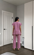 Light Purple All-Over Cartoon Cloud Printed Night Suit