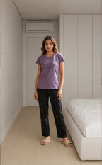 Lavender Plain Night Suit