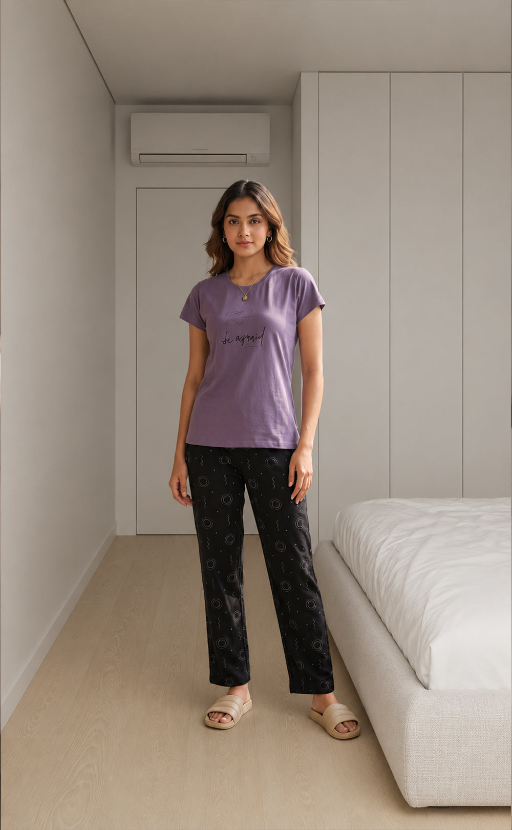 Lavender Plain Night Suit