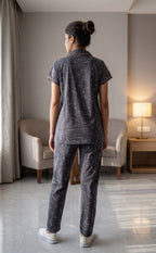 Dark Grey All-Over Text And Little Heart Printed Night Suit