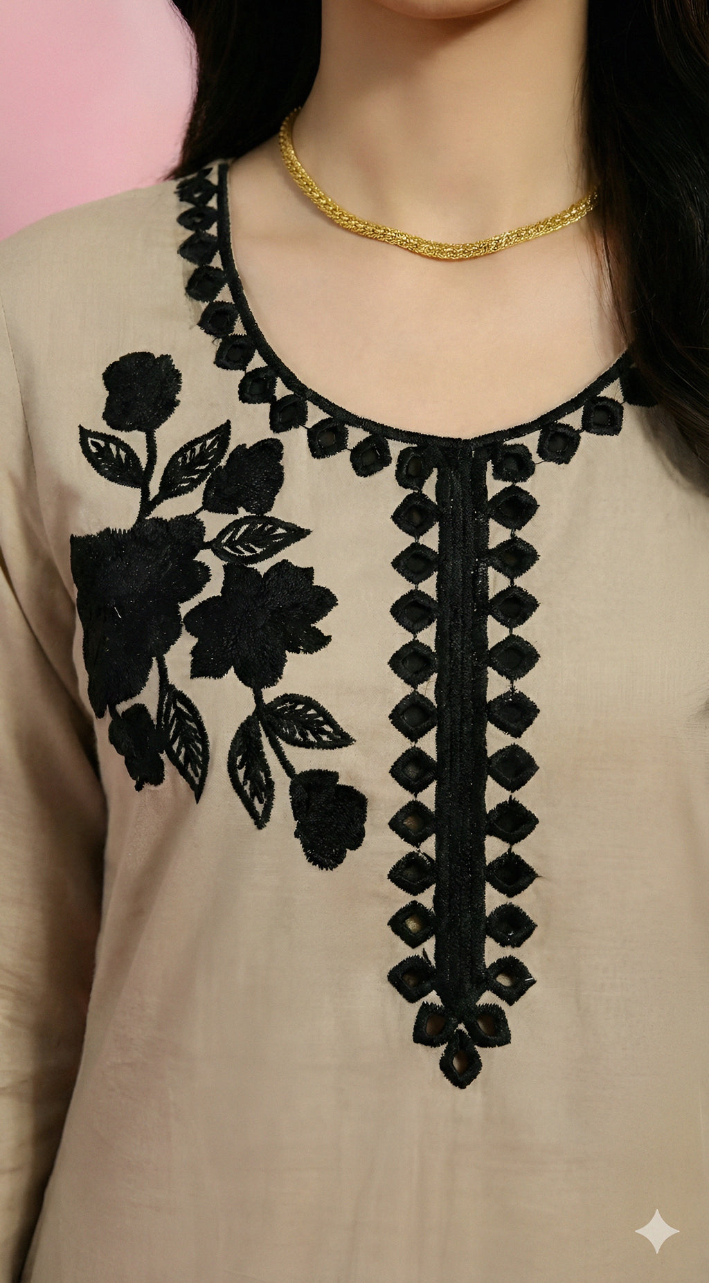 Elegant Black And White Kurti Set