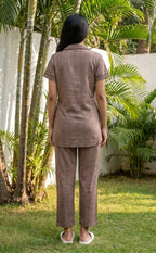 Chocolate Brown Abstract Printed Night Suit