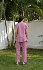 Light Purple All-Over Cartoon Cloud Printed Night Suit