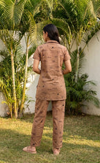 Brown All-Over Alphabet Printed Night Suit
