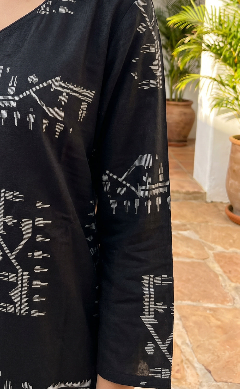 Black Cotton Abstract Printed Patiyala Set