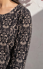 Black Cotton All-Over Floral Printed Patiyala Set