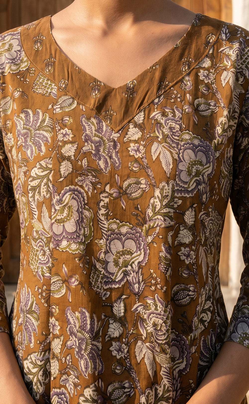 Mustard Yellow Cotton All-Over Floral Printed Patiyala Set