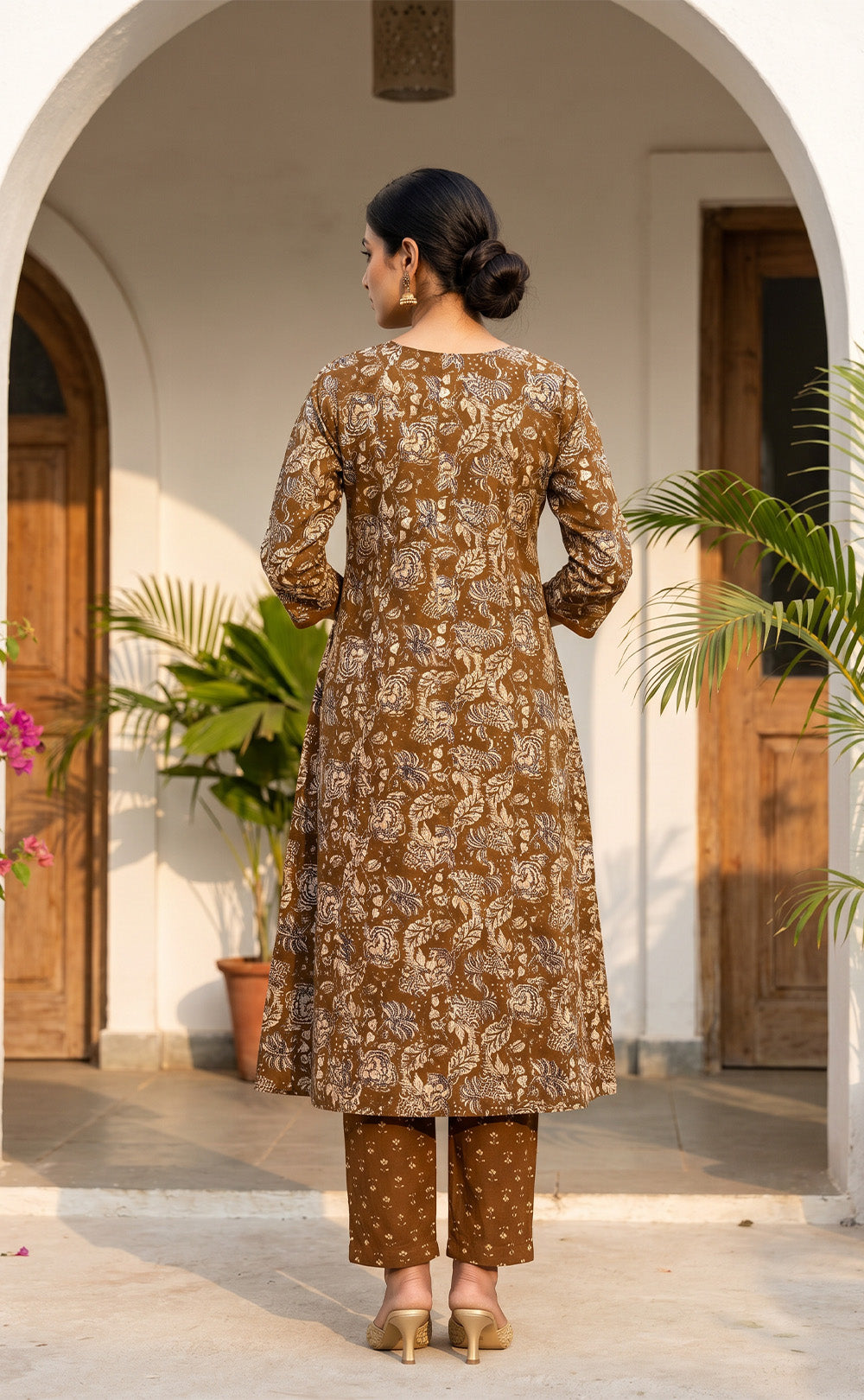 Mustard Yellow Cotton All-Over Floral Printed Patiyala Set